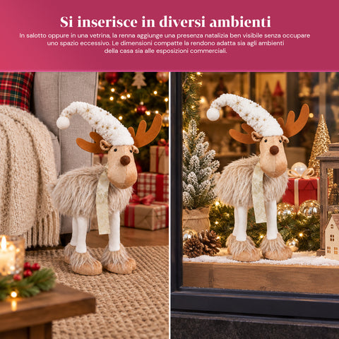 Großes Weihnachtsrentier 63 cm aus weichem Plüsch – Weihnachtsdekoration mit beschwerten Beinen | 4 Farben