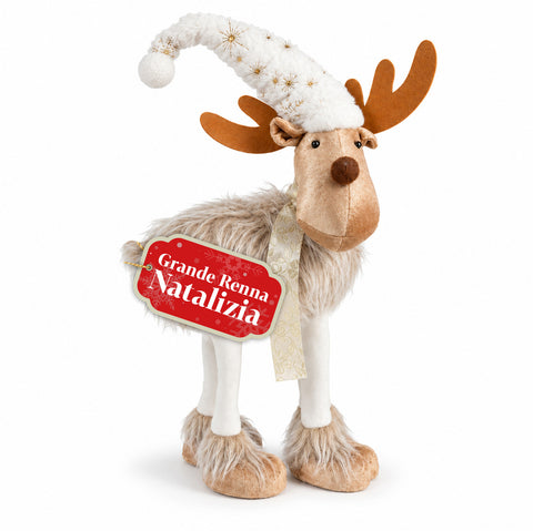 Großes Weihnachtsrentier 63 cm aus weichem Plüsch – Weihnachtsdekoration mit beschwerten Beinen | 4 Farben