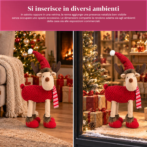 Großes Weihnachtsrentier 63 cm aus weichem Plüsch – Weihnachtsdekoration mit beschwerten Beinen | 4 Farben