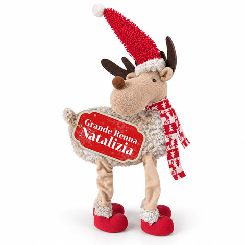 Großes Weihnachtsrentier 63 cm aus weichem Plüsch – Weihnachtsdekoration mit beschwerten Beinen | 4 Farben