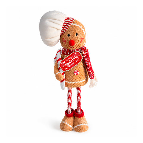 Ausziehbarer Weihnachtslebkuchenmann 50-80 cm, Weihnachtsdekoration aus Plüsch mit Teleskopbeinen, 2 Varianten