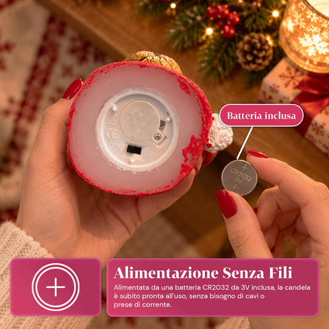Batteriebetriebene LED-Weihnachtskerze in 3 Varianten – Weihnachtsmann mit Baum, Teddybär und Bärengesicht, realistisch wirkende Flamme, Weihnachtsdekoration