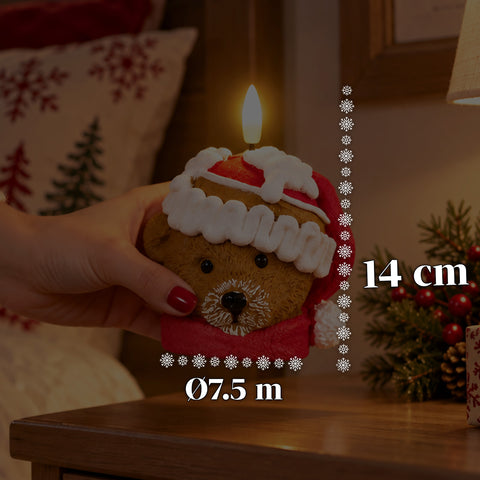 Batteriebetriebene LED-Weihnachtskerze in 3 Varianten – Weihnachtsmann mit Baum, Teddybär und Bärengesicht, realistisch wirkende Flamme, Weihnachtsdekoration