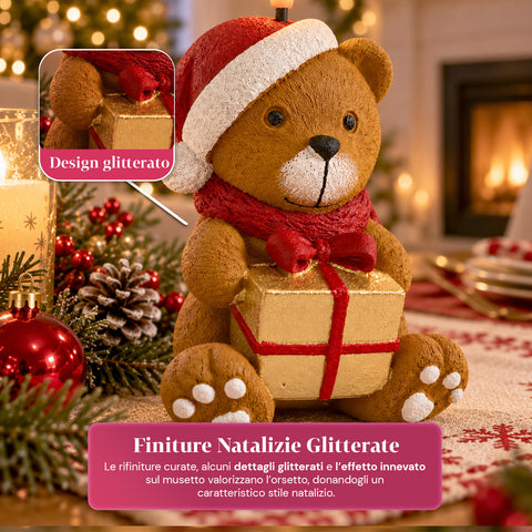 Batteriebetriebene LED-Weihnachtskerze in 3 Varianten – Weihnachtsmann mit Baum, Teddybär und Bärengesicht, realistisch wirkende Flamme, Weihnachtsdekoration