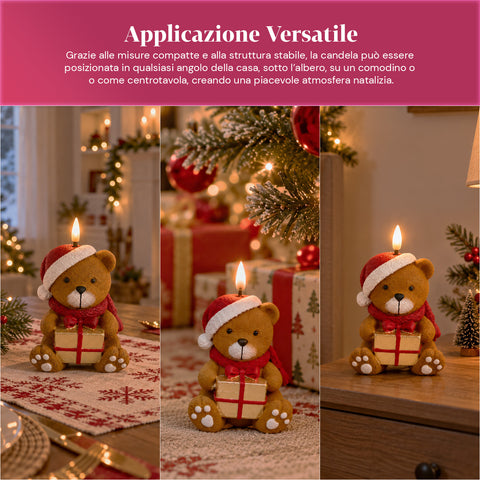 Batteriebetriebene LED-Weihnachtskerze in 3 Varianten – Weihnachtsmann mit Baum, Teddybär und Bärengesicht, realistisch wirkende Flamme, Weihnachtsdekoration