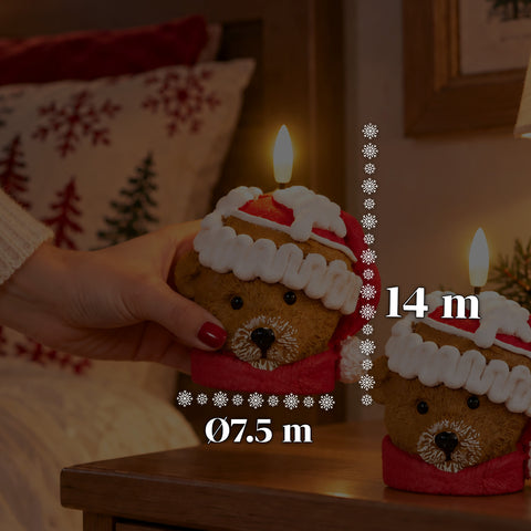 Batteriebetriebene LED-Weihnachtskerze in 3 Varianten – Weihnachtsmann mit Baum, Teddybär und Bärengesicht, realistisch wirkende Flamme, Weihnachtsdekoration
