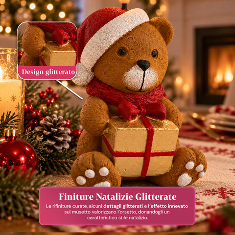 Batteriebetriebene LED-Weihnachtskerze in 3 Varianten – Weihnachtsmann mit Baum, Teddybär und Bärengesicht, realistisch wirkende Flamme, Weihnachtsdekoration