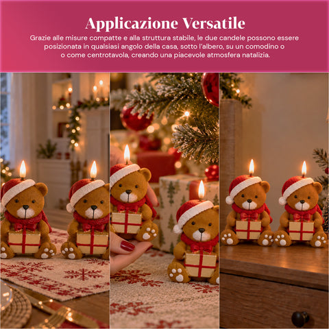 Batteriebetriebene LED-Weihnachtskerze in 3 Varianten – Weihnachtsmann mit Baum, Teddybär und Bärengesicht, realistisch wirkende Flamme, Weihnachtsdekoration