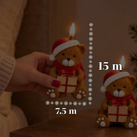 Batteriebetriebene LED-Weihnachtskerze in 3 Varianten – Weihnachtsmann mit Baum, Teddybär und Bärengesicht, realistisch wirkende Flamme, Weihnachtsdekoration