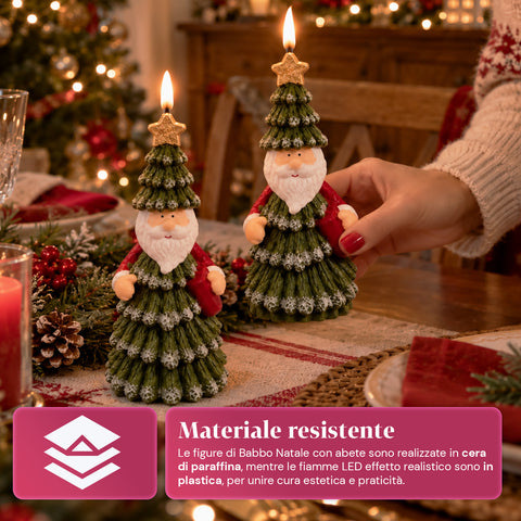 Batteriebetriebene LED-Weihnachtskerze in 3 Varianten – Weihnachtsmann mit Baum, Teddybär und Bärengesicht, realistisch wirkende Flamme, Weihnachtsdekoration