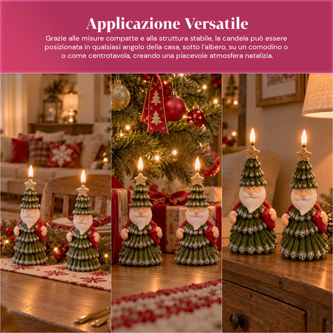 Batteriebetriebene LED-Weihnachtskerze in 3 Varianten – Weihnachtsmann mit Baum, Teddybär und Bärengesicht, realistisch wirkende Flamme, Weihnachtsdekoration