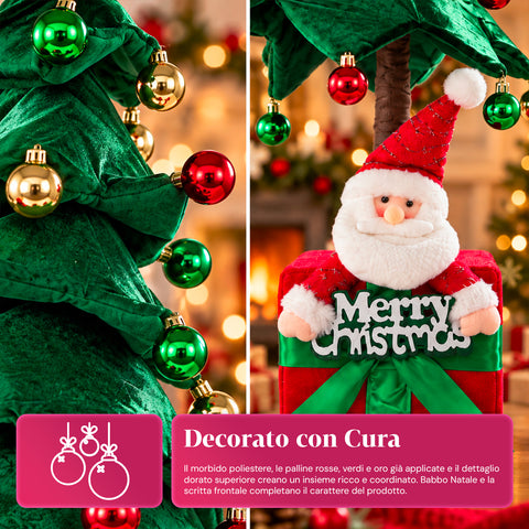 Dekorativer ausziehbarer Weihnachtsbaum, 95 cm und 90 cm, aus Polyester, mit Geschenkpaket-Basis und roten, grünen und goldenen Kugeln – 3 Farbvarianten