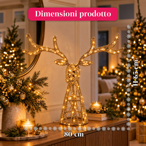 Leuchtender LED-Hirsch mit goldfarbenem Glitzer, Weihnachtsdekoration aus Eisen und Polyethylen, warmweißes USB-Licht, 3 Größen: 65, 85 und 110 cm