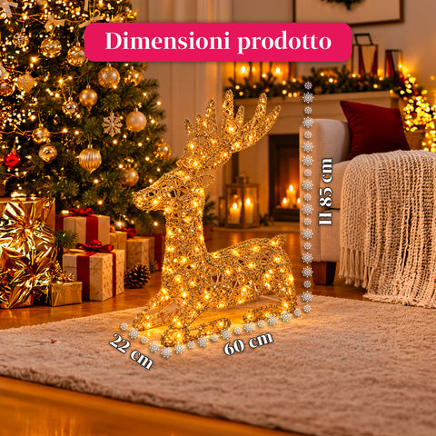 Leuchtender LED-Hirsch mit goldfarbenem Glitzer, Weihnachtsdekoration aus Eisen und Polyethylen, warmweißes USB-Licht, 3 Größen: 65, 85 und 110 cm