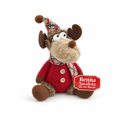 Dekorativer Weihnachts-Rentier aus Polyester – Weihnachtsschmuck mit sandierter Basis, niedliches Design, 4 Stilvarianten, 2 Größen: 35 und 50 cm
