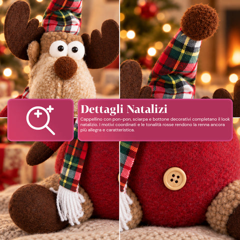 Dekorativer Weihnachts-Rentier aus Polyester – Weihnachtsschmuck mit sandierter Basis, niedliches Design, 4 Stilvarianten, 2 Größen: 35 und 50 cm