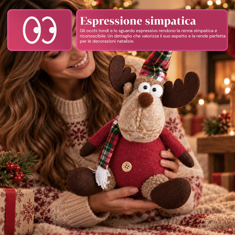 Dekorativer Weihnachts-Rentier aus Polyester – Weihnachtsschmuck mit sandierter Basis, niedliches Design, 4 Stilvarianten, 2 Größen: 35 und 50 cm