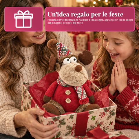 Dekorativer Weihnachts-Rentier aus Polyester – Weihnachtsschmuck mit sandierter Basis, niedliches Design, 4 Stilvarianten, 2 Größen: 35 und 50 cm