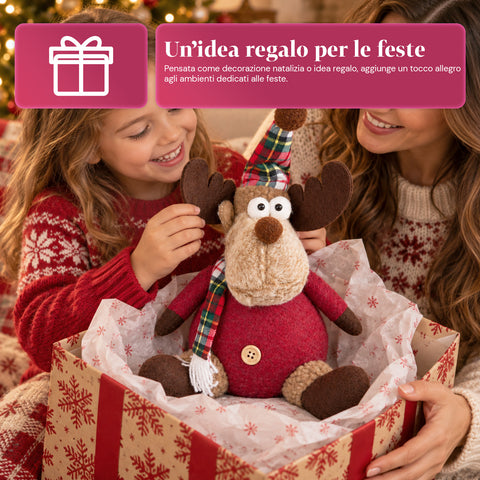 Dekorativer Weihnachts-Rentier aus Polyester – Weihnachtsschmuck mit sandierter Basis, niedliches Design, 4 Stilvarianten, 2 Größen: 35 und 50 cm