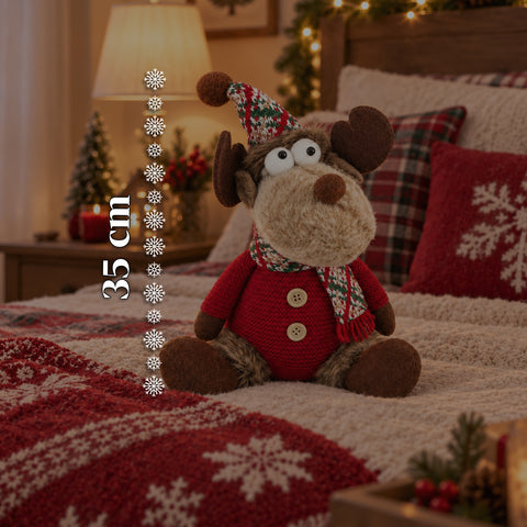 Dekorativer Weihnachts-Rentier aus Polyester – Weihnachtsschmuck mit sandierter Basis, niedliches Design, 4 Stilvarianten, 2 Größen: 35 und 50 cm