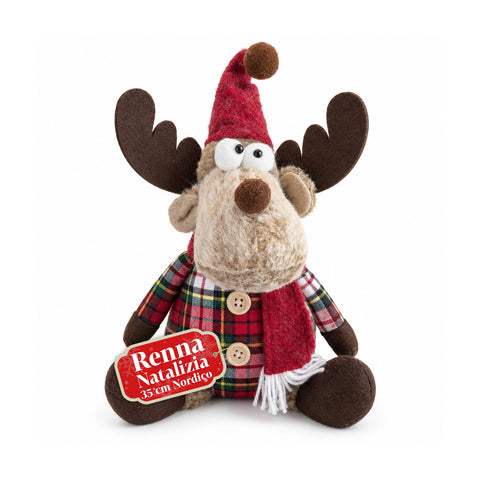 Dekorativer Weihnachts-Rentier aus Polyester – Weihnachtsschmuck mit sandierter Basis, niedliches Design, 4 Stilvarianten, 2 Größen: 35 und 50 cm