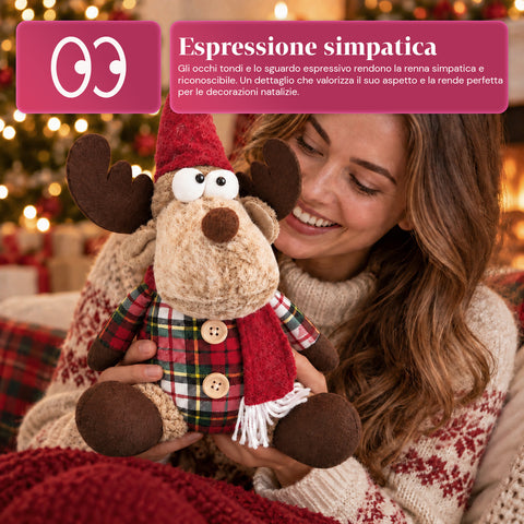 Dekorativer Weihnachts-Rentier aus Polyester – Weihnachtsschmuck mit sandierter Basis, niedliches Design, 4 Stilvarianten, 2 Größen: 35 und 50 cm