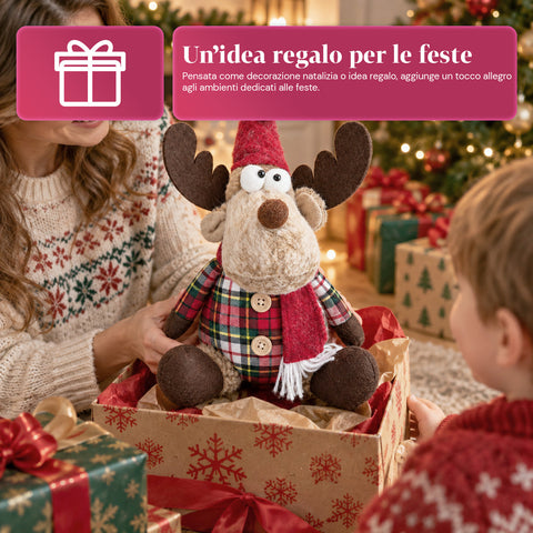 Dekorativer Weihnachts-Rentier aus Polyester – Weihnachtsschmuck mit sandierter Basis, niedliches Design, 4 Stilvarianten, 2 Größen: 35 und 50 cm