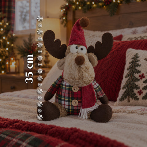 Dekorativer Weihnachts-Rentier aus Polyester – Weihnachtsschmuck mit sandierter Basis, niedliches Design, 4 Stilvarianten, 2 Größen: 35 und 50 cm