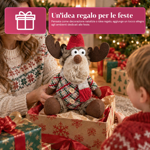 Dekorativer Weihnachts-Rentier aus Polyester – Weihnachtsschmuck mit sandierter Basis, niedliches Design, 4 Stilvarianten, 2 Größen: 35 und 50 cm
