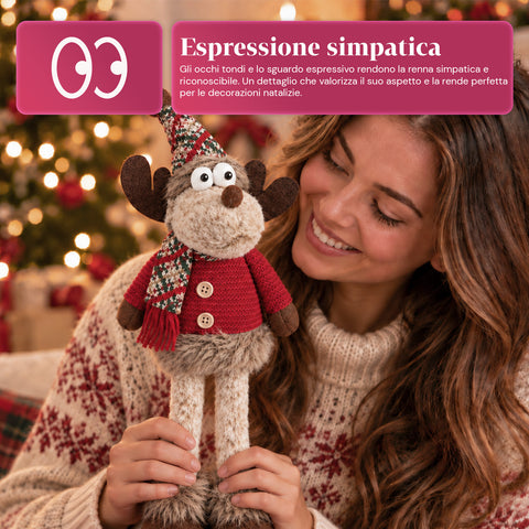 Dekorativer Weihnachts-Rentier aus Polyester – Weihnachtsschmuck mit sandierter Basis, niedliches Design, 4 Stilvarianten, 2 Größen: 35 und 50 cm