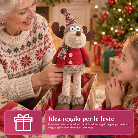 Dekorativer Weihnachts-Rentier aus Polyester – Weihnachtsschmuck mit sandierter Basis, niedliches Design, 4 Stilvarianten, 2 Größen: 35 und 50 cm