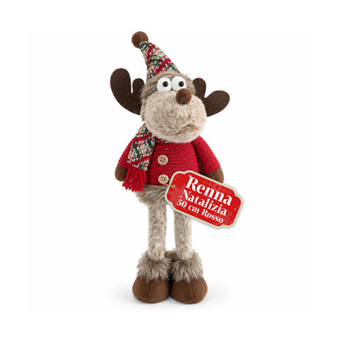Dekorativer Weihnachts-Rentier aus Polyester – Weihnachtsschmuck mit sandierter Basis, niedliches Design, 4 Stilvarianten, 2 Größen: 35 und 50 cm