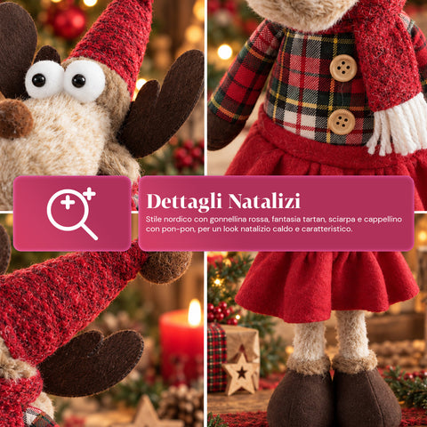Dekorativer Weihnachts-Rentier aus Polyester – Weihnachtsschmuck mit sandierter Basis, niedliches Design, 4 Stilvarianten, 2 Größen: 35 und 50 cm