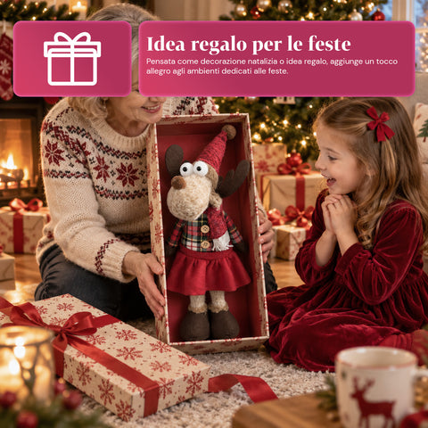 Dekorativer Weihnachts-Rentier aus Polyester – Weihnachtsschmuck mit sandierter Basis, niedliches Design, 4 Stilvarianten, 2 Größen: 35 und 50 cm