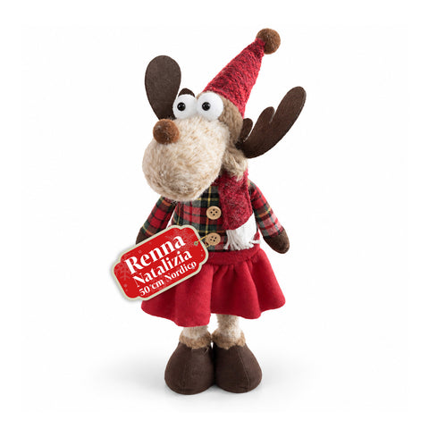 Dekorativer Weihnachts-Rentier aus Polyester – Weihnachtsschmuck mit sandierter Basis, niedliches Design, 4 Stilvarianten, 2 Größen: 35 und 50 cm
