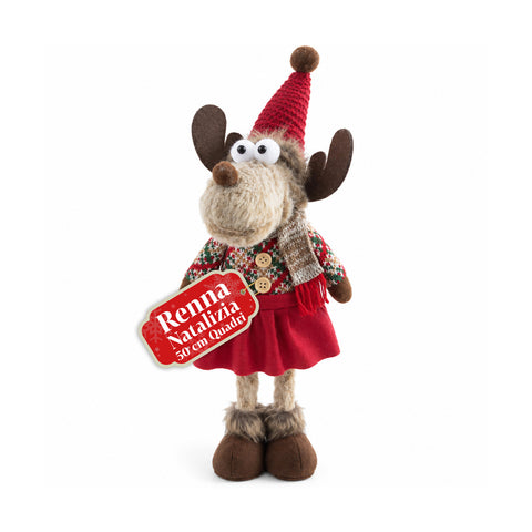 Dekorativer Weihnachts-Rentier aus Polyester – Weihnachtsschmuck mit sandierter Basis, niedliches Design, 4 Stilvarianten, 2 Größen: 35 und 50 cm