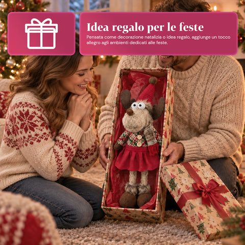 Dekorativer Weihnachts-Rentier aus Polyester – Weihnachtsschmuck mit sandierter Basis, niedliches Design, 4 Stilvarianten, 2 Größen: 35 und 50 cm