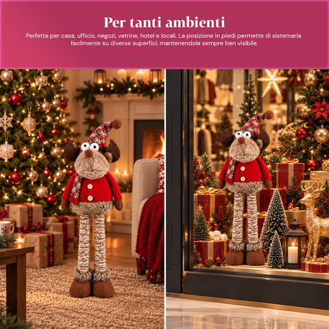 Dekoratives ausziehbares Weihnachtstier 55–85 cm – Weihnachtsschmuck mit Teleskopbeinen, Metallrahmen, Polyester, 4 Stilvarianten
