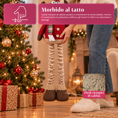 Dekoratives ausziehbares Weihnachtstier 55–85 cm – Weihnachtsschmuck mit Teleskopbeinen, Metallrahmen, Polyester, 4 Stilvarianten