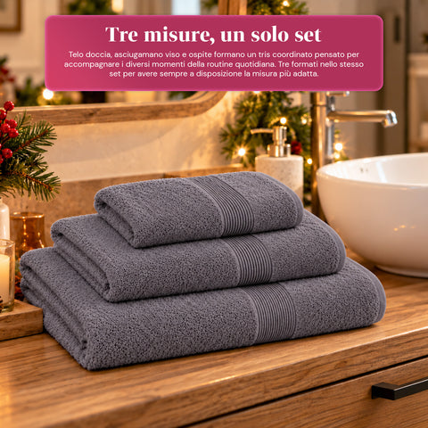3er-Set Handtücher aus 100 % Baumwolle – 3-teiliges Badetuch-Set mit Badetuch 90x140, Handtuch 60x100 und Gästehandtuch 40x60 cm, weich und saugfähig, 6 Farben
