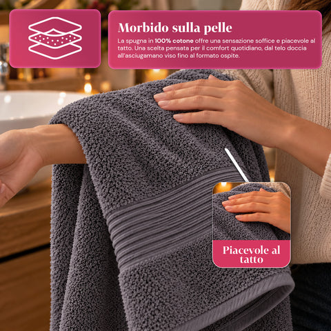 3er-Set Handtücher aus 100 % Baumwolle – 3-teiliges Badetuch-Set mit Badetuch 90x140, Handtuch 60x100 und Gästehandtuch 40x60 cm, weich und saugfähig, 6 Farben