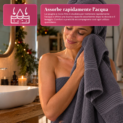 3er-Set Handtücher aus 100 % Baumwolle – 3-teiliges Badetuch-Set mit Badetuch 90x140, Handtuch 60x100 und Gästehandtuch 40x60 cm, weich und saugfähig, 6 Farben