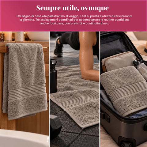 3er-Set Handtücher aus 100 % Baumwolle – 3-teiliges Badetuch-Set mit Badetuch 90x140, Handtuch 60x100 und Gästehandtuch 40x60 cm, weich und saugfähig, 6 Farben