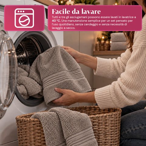3er-Set Handtücher aus 100 % Baumwolle – 3-teiliges Badetuch-Set mit Badetuch 90x140, Handtuch 60x100 und Gästehandtuch 40x60 cm, weich und saugfähig, 6 Farben