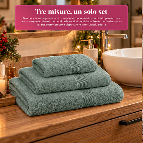 3er-Set Handtücher aus 100 % Baumwolle – 3-teiliges Badetuch-Set mit Badetuch 90x140, Handtuch 60x100 und Gästehandtuch 40x60 cm, weich und saugfähig, 6 Farben