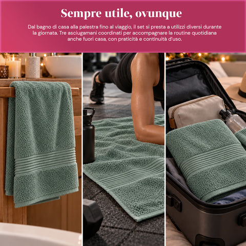 3er-Set Handtücher aus 100 % Baumwolle – 3-teiliges Badetuch-Set mit Badetuch 90x140, Handtuch 60x100 und Gästehandtuch 40x60 cm, weich und saugfähig, 6 Farben