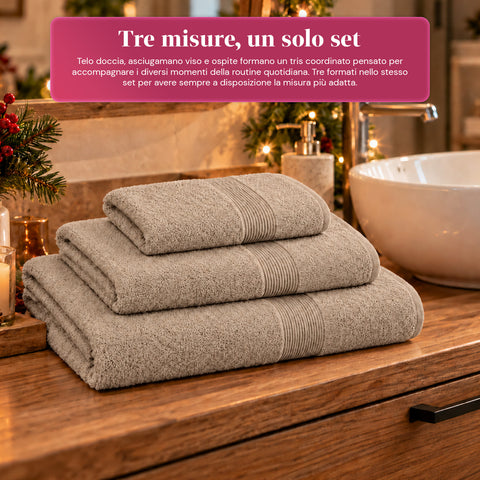 3er-Set Handtücher aus 100 % Baumwolle – 3-teiliges Badetuch-Set mit Badetuch 90x140, Handtuch 60x100 und Gästehandtuch 40x60 cm, weich und saugfähig, 6 Farben