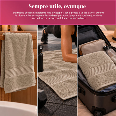3er-Set Handtücher aus 100 % Baumwolle – 3-teiliges Badetuch-Set mit Badetuch 90x140, Handtuch 60x100 und Gästehandtuch 40x60 cm, weich und saugfähig, 6 Farben
