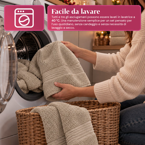 3er-Set Handtücher aus 100 % Baumwolle – 3-teiliges Badetuch-Set mit Badetuch 90x140, Handtuch 60x100 und Gästehandtuch 40x60 cm, weich und saugfähig, 6 Farben