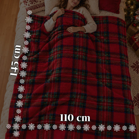 Weihnachtliche Dose 30x16 cm mit Coral-Fleece-Decke 145x110 cm, weiche karierte Tartan-Decke – Blind Box